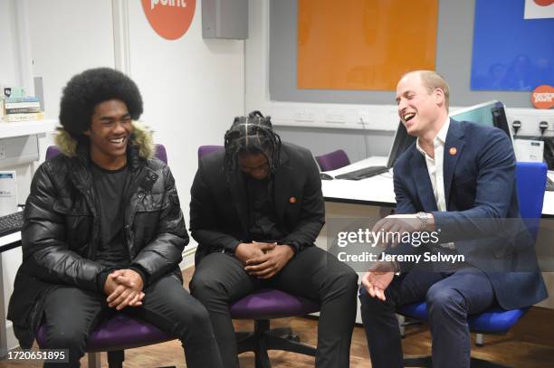 Prince William, The Duke Of Cambridge Laughing With Pj And Abdul At Centrepoint In Northolt, London, England...The Duke Of Cambridge At Centrepoint...