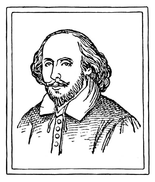 william shakespeare portrait drawing 1899 - shakespeare stock illustrations
