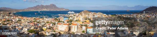 view over mindelo, sao vicente, cape verde - cape verde stock pictures, royalty-free photos & images