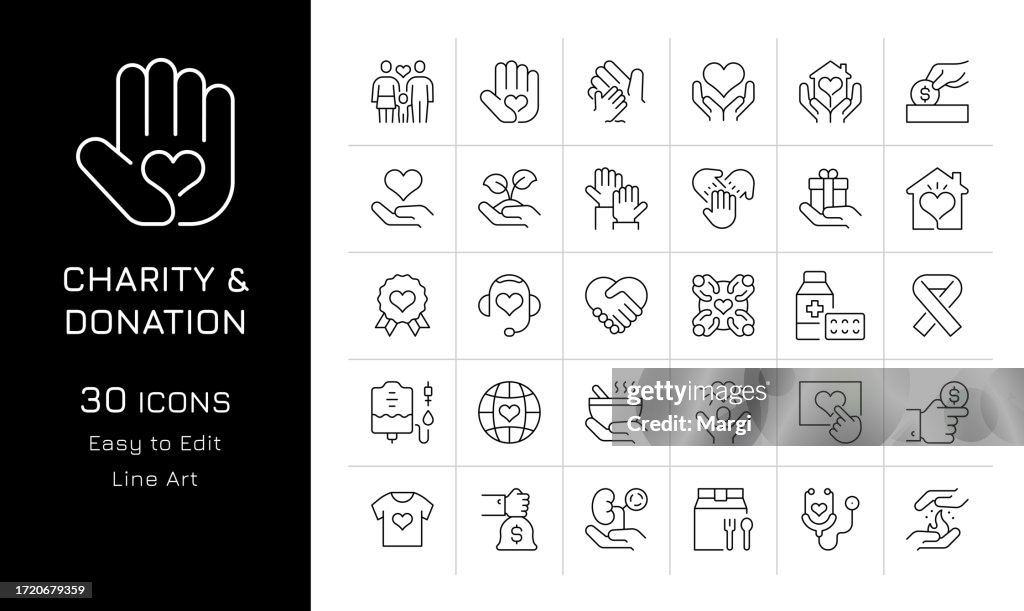 Charity And Donation Icon Set