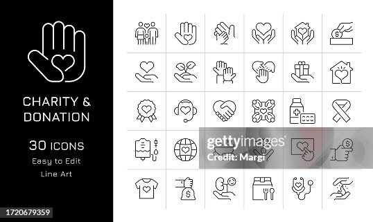 Charity And Donation Icon Set Charity And Donation Icon Set