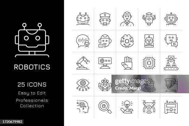 illustrations, cliparts, dessins animés et icônes de jeu d’icônes robotiques - robot