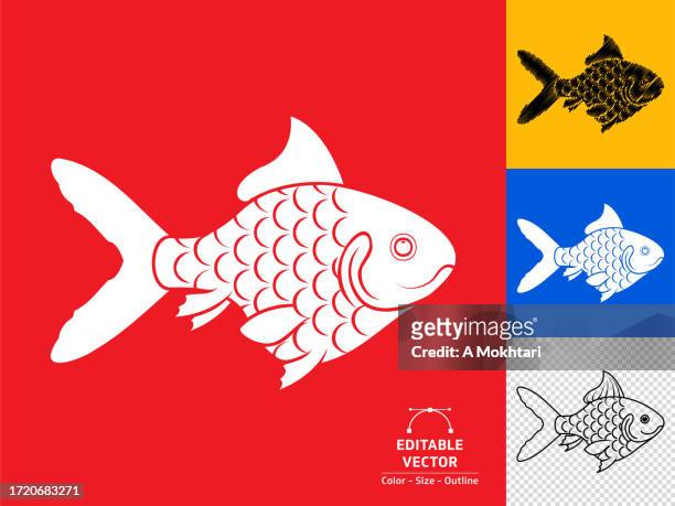 goldfish icon. - pets icon blue stock illustrations