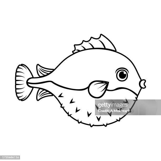 puffer fish icon. - pufferfish stock illustrations