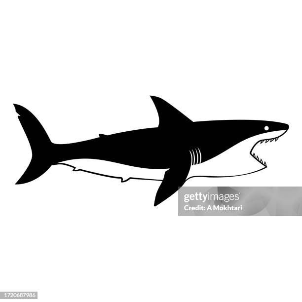 open mouth shark icon. - spoiler stock illustrations