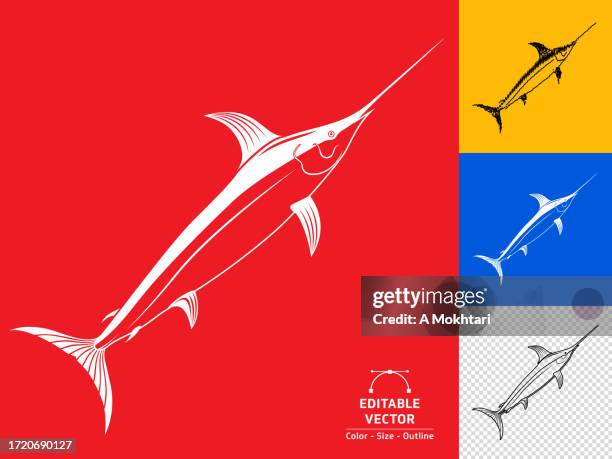 swordfish icon. - marlin stock illustrations