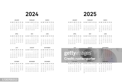 12-Monatskalender für 2024-2025 Sonntagsstart - weißer Hintergrund 12-Monatskalender für 2024-2025 Sonntagsstart - weißer Hintergrund