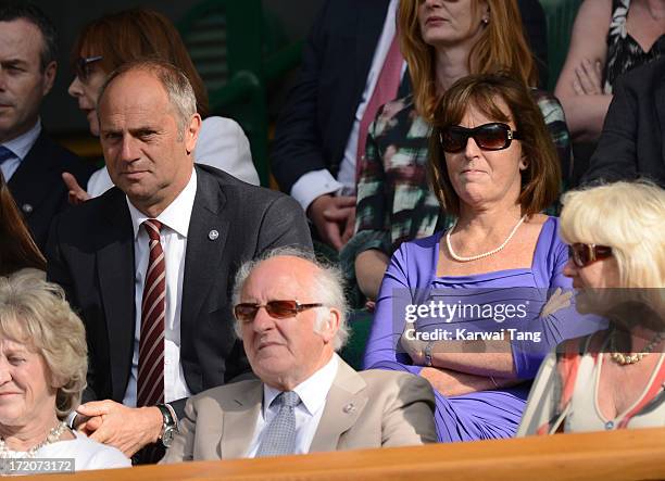 Sir Steve Redgrave and Lady Ann Redgrave attend on Day 7 of the Wimbledon Lawn Tennis Championships at the All England Lawn Tennis and Croquet Club...