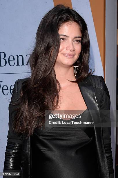 Shermine Sharivar attends the Mercedes-Benz Fashion Week Berlin Spring/Summer 2014 Preview Show by Grazia at the Brandenburg Gate on July 1, 2013 in...