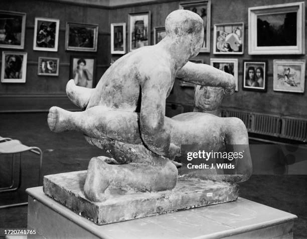 'The Wrestlers School', by British sculptor Eric Winters, on display at the 2nd Annual Exhibition of Young Contemporaries, at the Royal Society of...