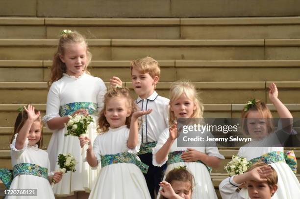 Wedding Of Princess Eugenie And Jack Brooksbank In Windsor Today .Prince George, Princess Charlotte And Theodora Williams. 12-October-2018