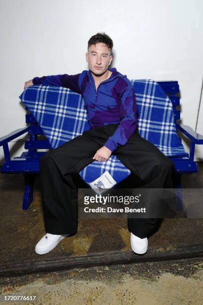 Barry Keoghan attends a dinner at St. John, Smithfield to celebrate Sarah Lucas' exhibition "Happy Gas" at Tate Britain, supported by Burberry, on...