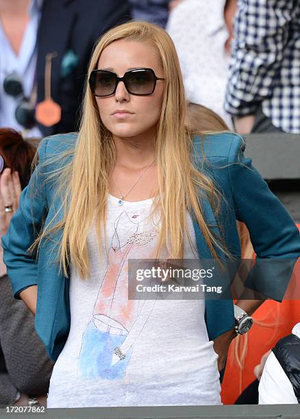 Jelena Ristic attends on Day 7 of the Wimbledon Lawn Tennis Championships at the All England Lawn Tennis and Croquet Club at Wimbledon on July 1,...