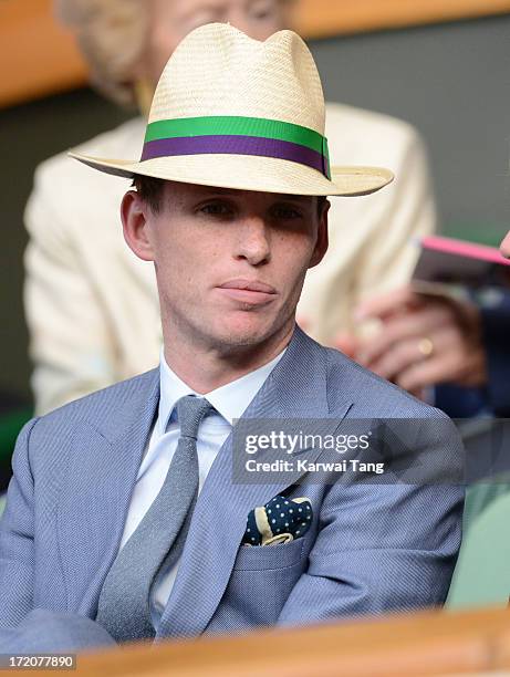 Eddie Redmayne attends on Day 7 of the Wimbledon Lawn Tennis Championships at the All England Lawn Tennis and Croquet Club at Wimbledon on July 1,...