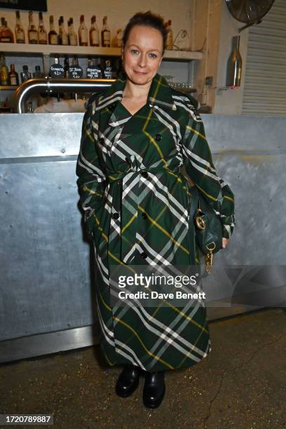 Samantha Morton attends a dinner at St. John, Smithfield to celebrate Sarah Lucas' exhibition "Happy Gas" at Tate Britain, supported by Burberry, on...