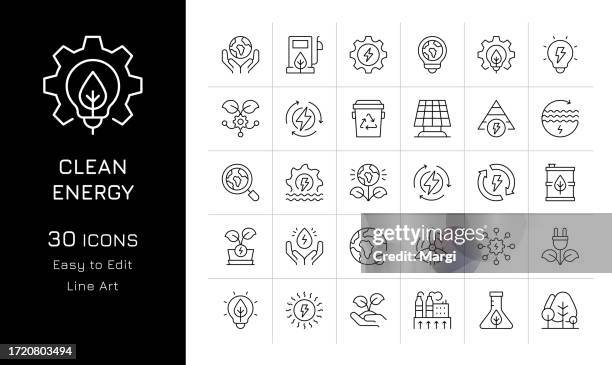 clean energy icon set - geothermal stock illustrations