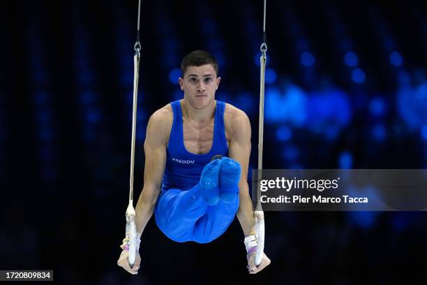 Mario Macchiati of Ital competes on Men's Ring during Individual All-Around Final during day six Artistic Gymnastics World Championships on October...