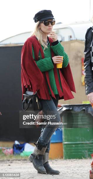 Sienna Miller attends the Glastonbury Festival of Contemporary Performing Arts at Worthy Farm, Pilton on June 30, 2013 in Glastonbury, England.