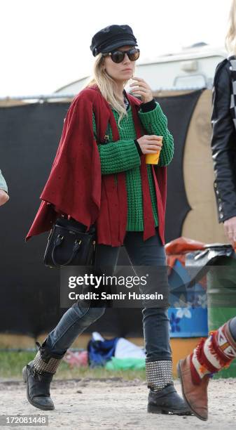 Sienna Miller attends the Glastonbury Festival of Contemporary Performing Arts at Worthy Farm, Pilton on June 30, 2013 in Glastonbury, England.