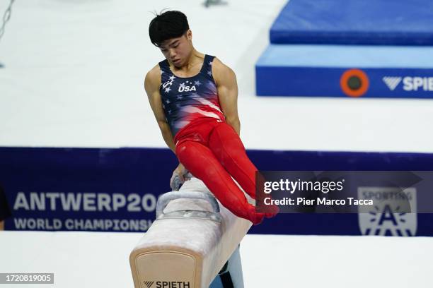 Asher Hong of United States competes on Pommel Horse during Men's Individual All-Around Final during day six Artistic Gymnastics World Championships...