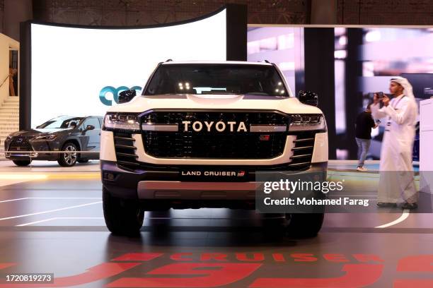 The Toyota display during the opening ceremony of the Geneva International Motor Show on October 6, 2023 in Doha, Qatar. The Geneva International...