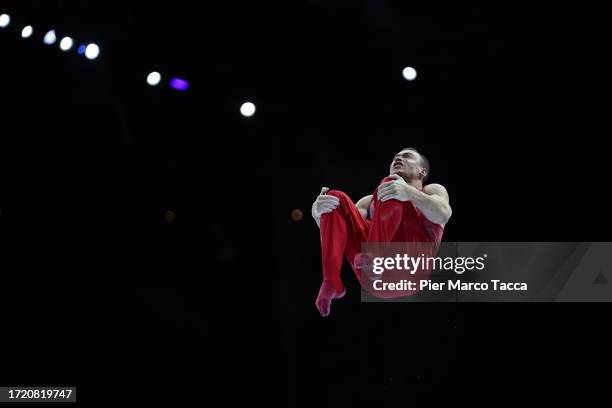 Ahmet Onder of Türkiye competes on Men's Parallel Bars during Individual All-Around Final day six Artistic Gymnastics World Championships on October...