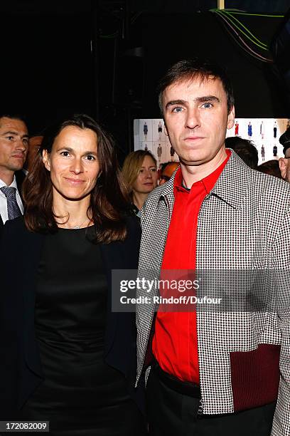 Politician Aurelie Filippetti and Fashion designer Raf Simons after the Christian Dior show as part of Paris Fashion Week Haute-Couture Fall/Winter...