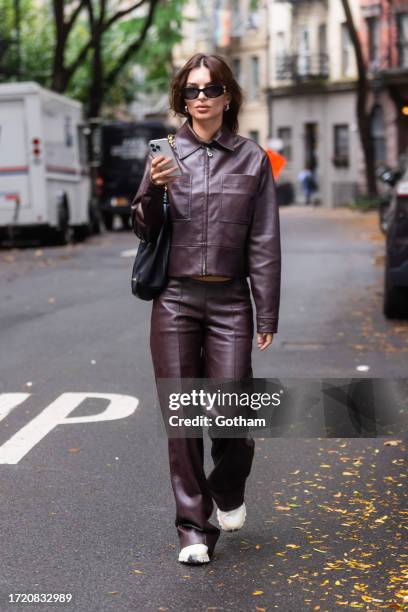 Emily Ratajkowski is seen in the West Village on October 06, 2023 in New York City.