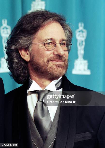 Movie Producer, Director and Creator Steven Spielberg backstage at the Shrine Auditorium during the 67th Annual Academy Awards, March 27,1995 in Los...