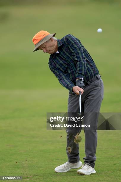 Bill Murray the American movie actor plays a shot on the seventh hole during Day Two of the Alfred Dunhill Links Championship on the Kingsbarns Links...