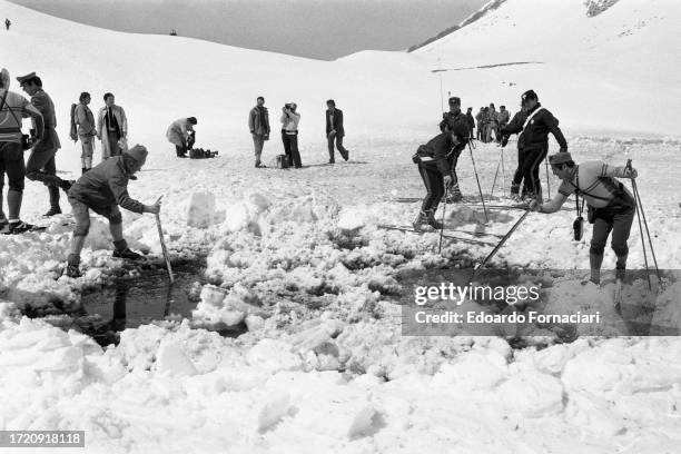 View of Italian security forces as they search at Lago della Duchessa in the Abruzzi Mountains, Rieti, Italy, April 19, 1978. Following the statement...