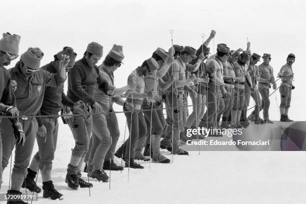 View of Italian security forces as they search at Lago della Duchessa in the Abruzzi Mountains, Rieti, Italy, April 19, 1978. Following the statement...