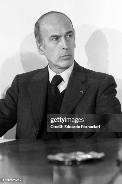 View of French President Valery d'Estaing during a State Visit, Pisa, Italy, December 2, 1976.