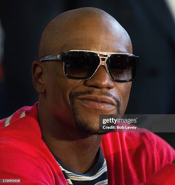 Floyd Mayweather speaks during a press conference to discuss his Super Welterweight World Championship fight against Canelo Alvarez July 1, 2013 at...