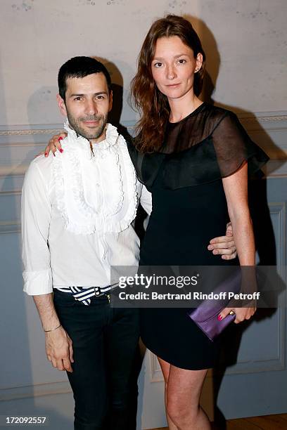 Audrey Marnay and Fashion Designer Alexis Mabille before his show as part of Paris Fashion Week Haute-Couture Fall/Winter 2013-2014 at on July 1,...