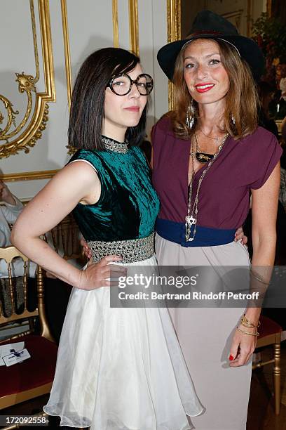 Group "Les Brigittes" members Sylvie Hoarau and Aurelie Saada attend the Alexis Mabille show as part of Paris Fashion Week Haute-Couture Fall/Winter...