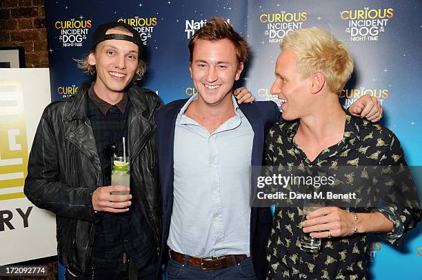 Jamie Campbell Bower, Francis Boulle and Jamie Laing attend an after party following 'A Curious Night at the Theatre', a charity gala evening to...