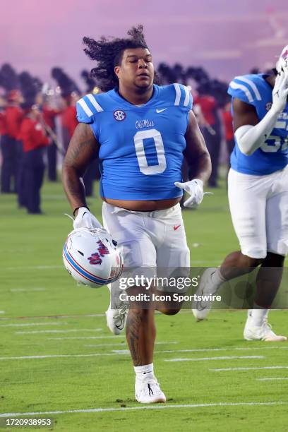 Ole Miss Rebels defensive tackle Joshua Harris during the game between the Ole Miss Rebels and the Arkansas Razorbacks on October 7, 2023 at...