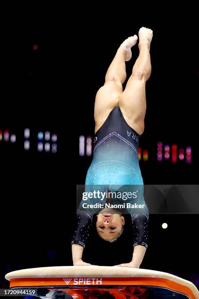 Flavia Saraiva of Team Brazil competes on Vault during the Women's All Around Final on Day Seven of the 2023 Artistic Gymnastics World Championships...