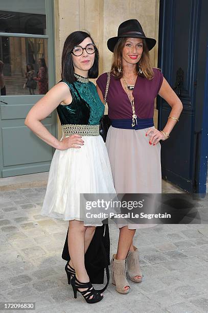 Aurelie Saada and Sylvie Hoarau from Brigitte music band attend the Alexis Mabille show as part of Paris Fashion Week Haute-Couture Fall/Winter...