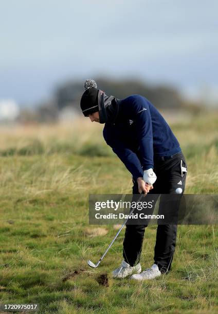 Matthew Jordan of England plays his second shot on the second hole during Day Two of the Alfred Dunhill Links Championship on the Championship Links...