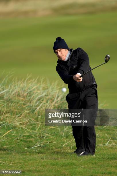 Tico Torres of The United States the drummer from Bon Jovi plays his third shot on the second hole during Day Two of the Alfred Dunhill Links...