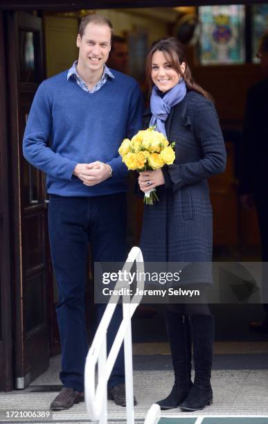 Prince William, Duke Of Cambridge, And Catherine, Duchess Of Cambridge, Leaving The King Edward Vii Hospital This Morning After Being Admitted On...