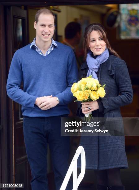 Prince William, Duke Of Cambridge, And Catherine, Duchess Of Cambridge, Leaving The King Edward Vii Hospital This Morning After Being Admitted On...