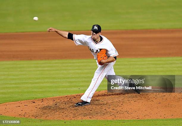 Jose Fernandez of the Miami Marlins delivers a pitch against the San Diego Padres during the sixth inning at Marlins Park on July 1, 2013 in Miami,...