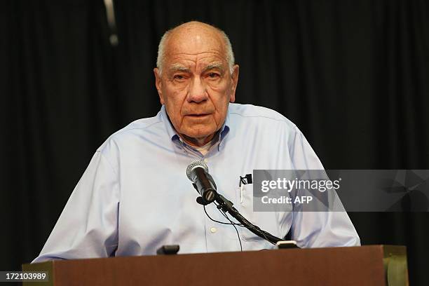 Prescott mayor Marlin Kuykendall speaks during the Yarnell fire memorial service held at Embry-Riddle Aeronautical University in Prescott, Arizona,...
