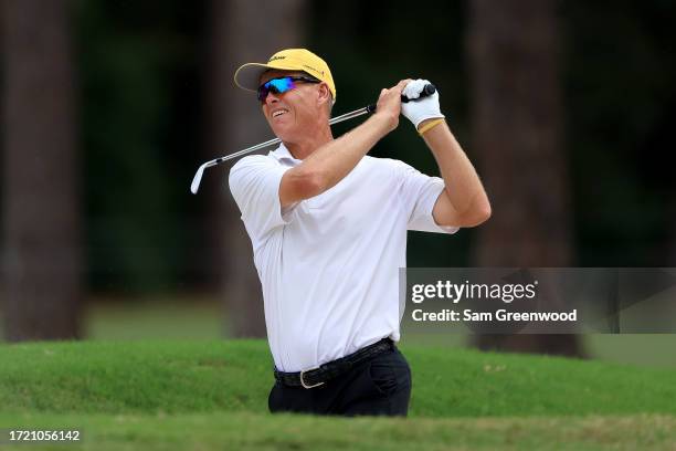 John Senden plays a shot on the ninth hole during the first round of the Constellation FURYK & FRIENDS presented by Circle K at Timuquana Country...