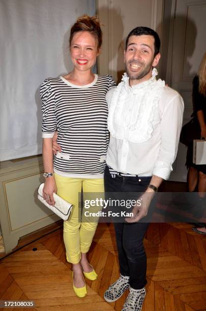 Actress Lilou Fogli and Alexis Mabille attend the Alexis Mabille show during Paris Fashion Week Haute-Couture F/W 2013-2014 at the Hotel d' Evreux on...