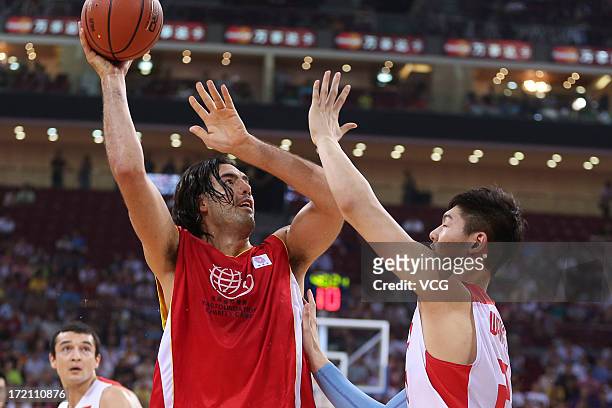Luis Scola of Phoenix Suns shoots the ball during the 2013 Yao Foundation Charity Game between China and the NBA Stars at MasterCard Center on July...