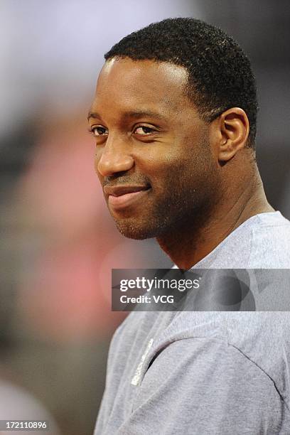 Tracy McGrady of San Antonio Spurs in action during the 2013 Yao Foundation Charity Game between China and the NBA Stars at MasterCard Center on July...